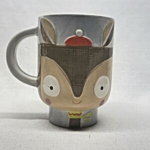 Suzy Ultman 2014 Crate & Barrel Xmas Red Beanie Reindeer Holiday‎ Mug